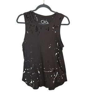 Chaser Distressed Tank Top Size Small Black